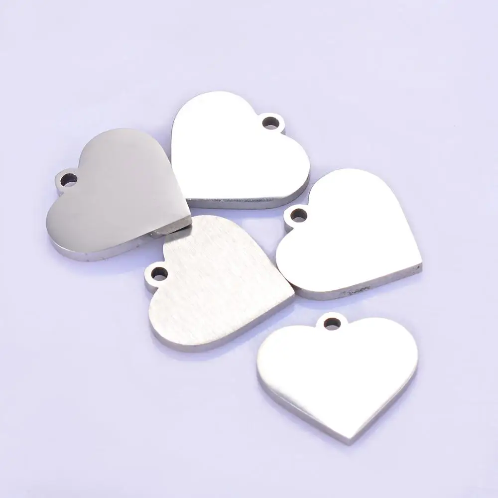 10pcs Wholesale 15mm Heart Charms Unisex Stainless Steel
