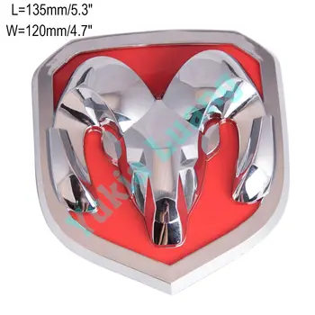 

Red Silver Ram Front Grill Emblem OEM Badge 2013-2017 Ram 1500 2500 3500