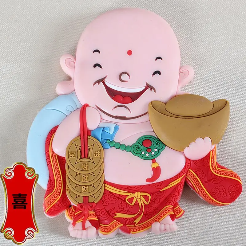 

China Wind Buddha Sent joyful Auspicious 3D Fridge Magnets Travel Souvenirs Refrigerator Magnetic Sticker Home Decor Gift