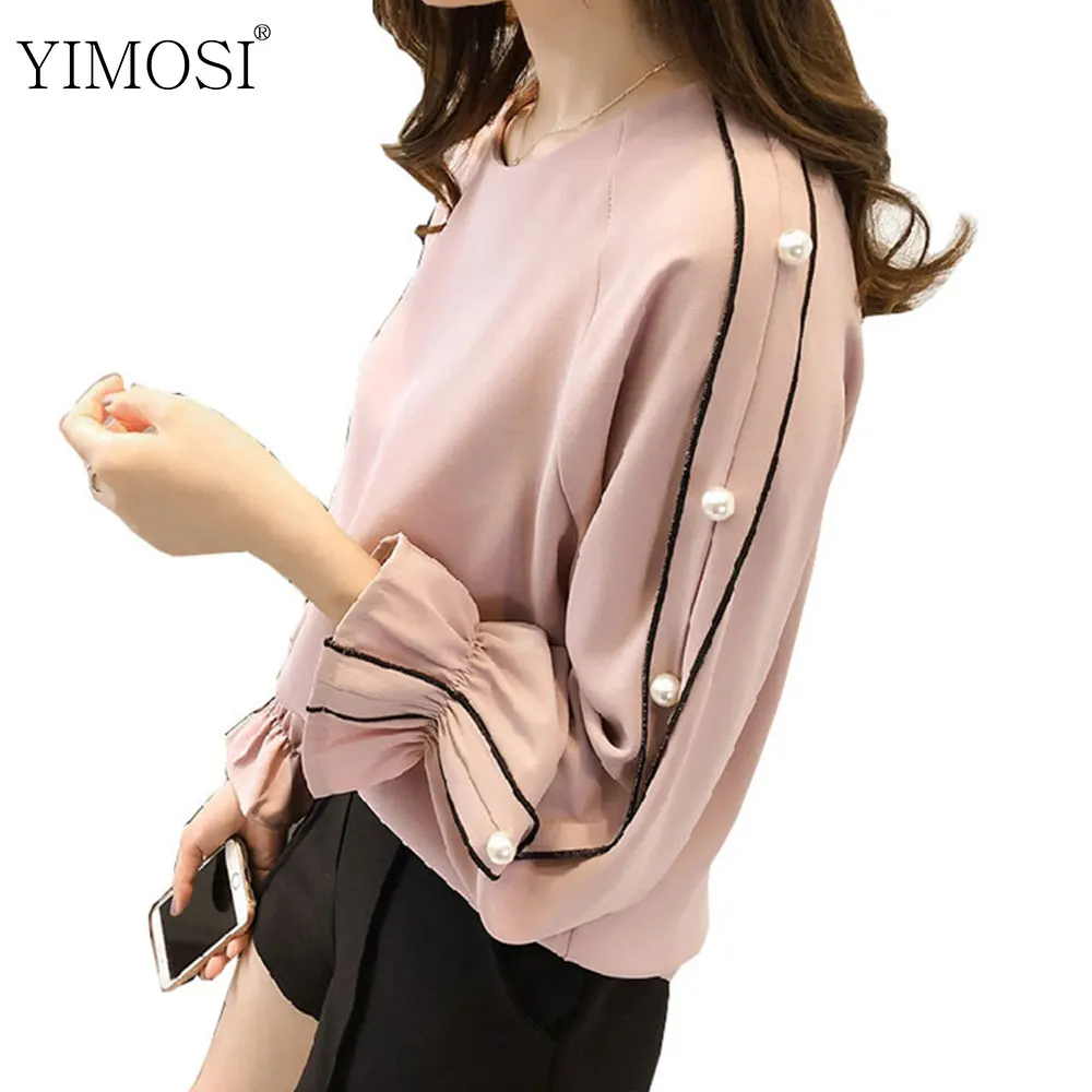 Spring Autumn Women Chiffon Blouse Shirts 2019 Korean Long