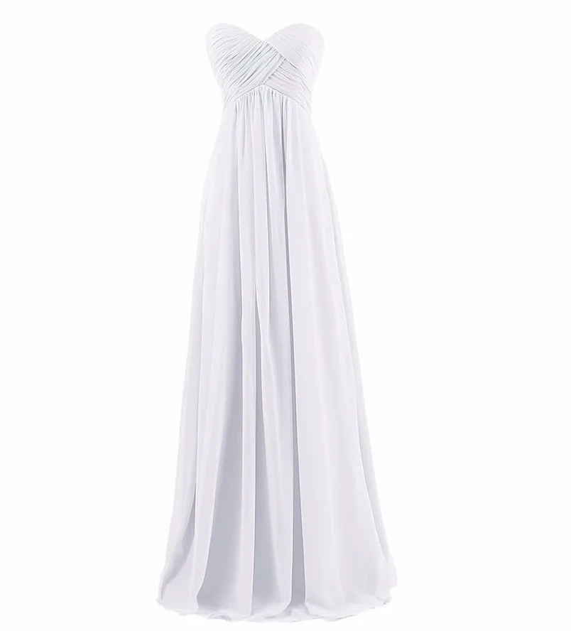 Elegant Chiffon Pleat Long Bridesmaid Dress | Uniqistic.com