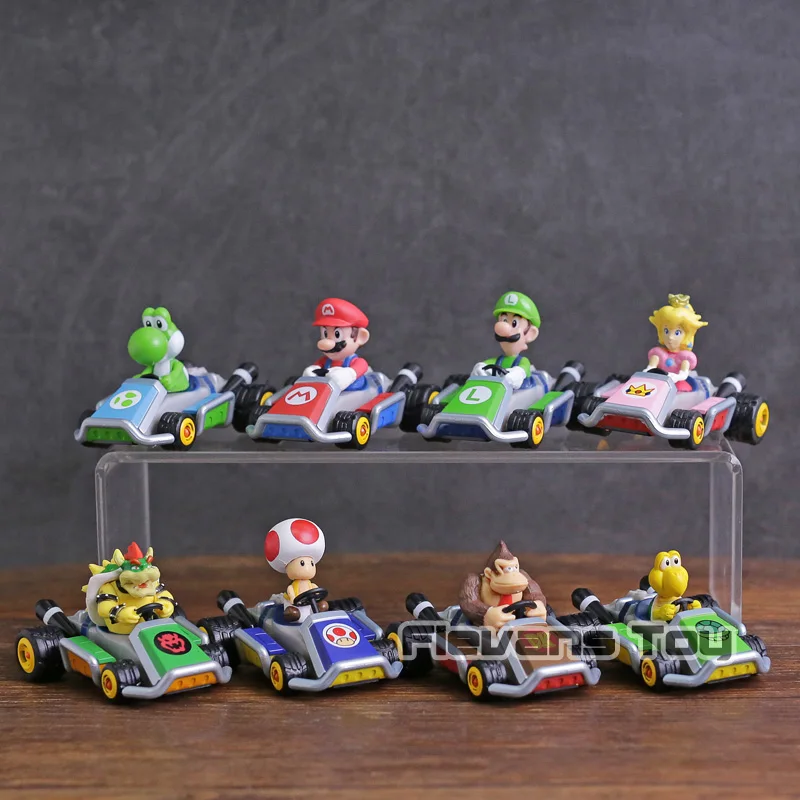 Super Mario Yoshi Mario Luigi Peach Bowser Toad Donkey Pull Back Kart ...