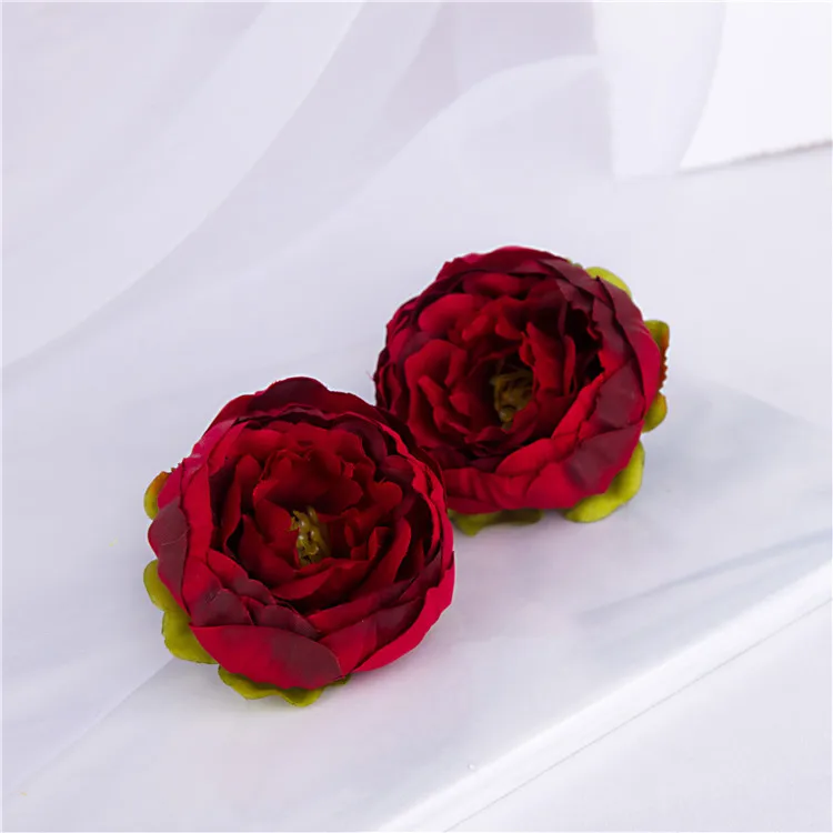 5pcs/lot 5cm High Quality Peony Flower Head Silk Artificial Flowers Wedding Decoration DIY Garland Crafts Fake Flowers Flores