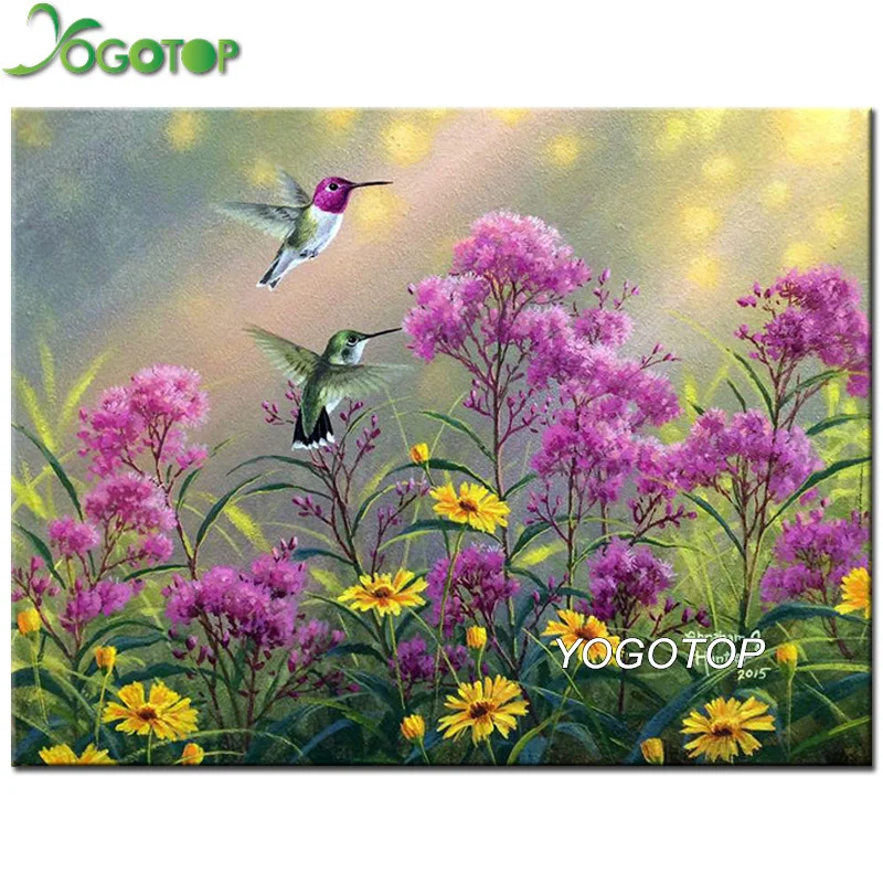 

YOGOTOP 5D Diy Diamond Painting Cross Stitch hummingbird flowers Home Decor Square Mosaic Pattern Full Diamond Embroidery QA307