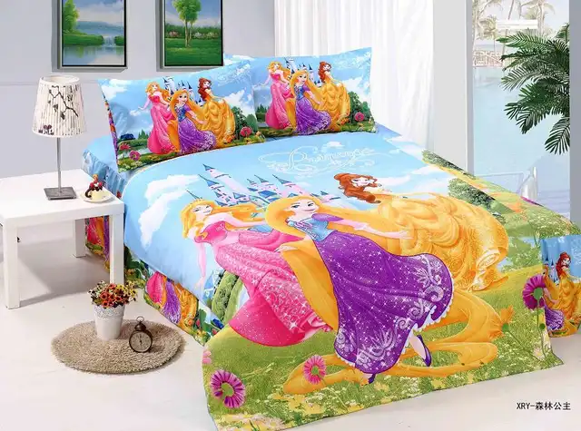 Bright Color Princess Bedding Sets Single Twin Size Bedclothes Bed