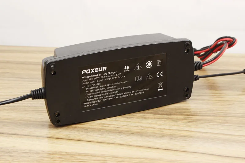 FOXSUR 12V 2A 4A 8A 7 ступенчатое умное зарядное устройство для аккумуляторов