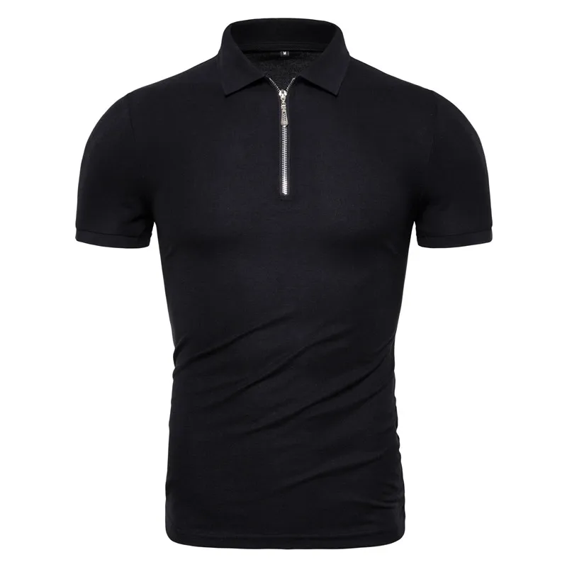 

Dropshipping 2019 New Summer Cotton Men Polos Solid Slim Fit Zipper Patchwork Polo Shirt Men Fashion Business Casual Polos Men