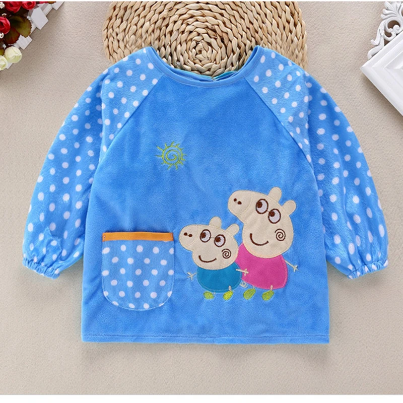 

Children's smock long-sleeved autumn and winter crystal velvet anti-dressing painting clothes baby waterproof dinner clothes