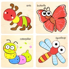 DDWE 3D головоломка деревянные игрушки Мультяшные животные Пазлы детские развивающие игрушки для детей