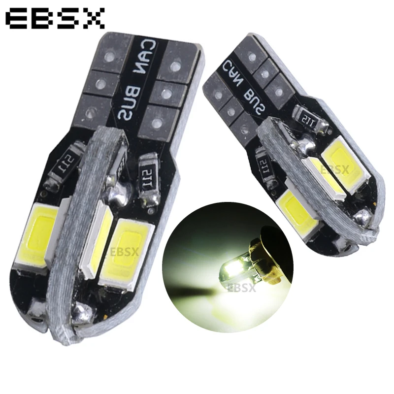 

EBSX 100pcs W5W T10 Canbus 8 SMD 5630 5730 8SMD LED Bulb No Error 194 168 Car Side Wedge Parking Light Bulb Lamp White 12V