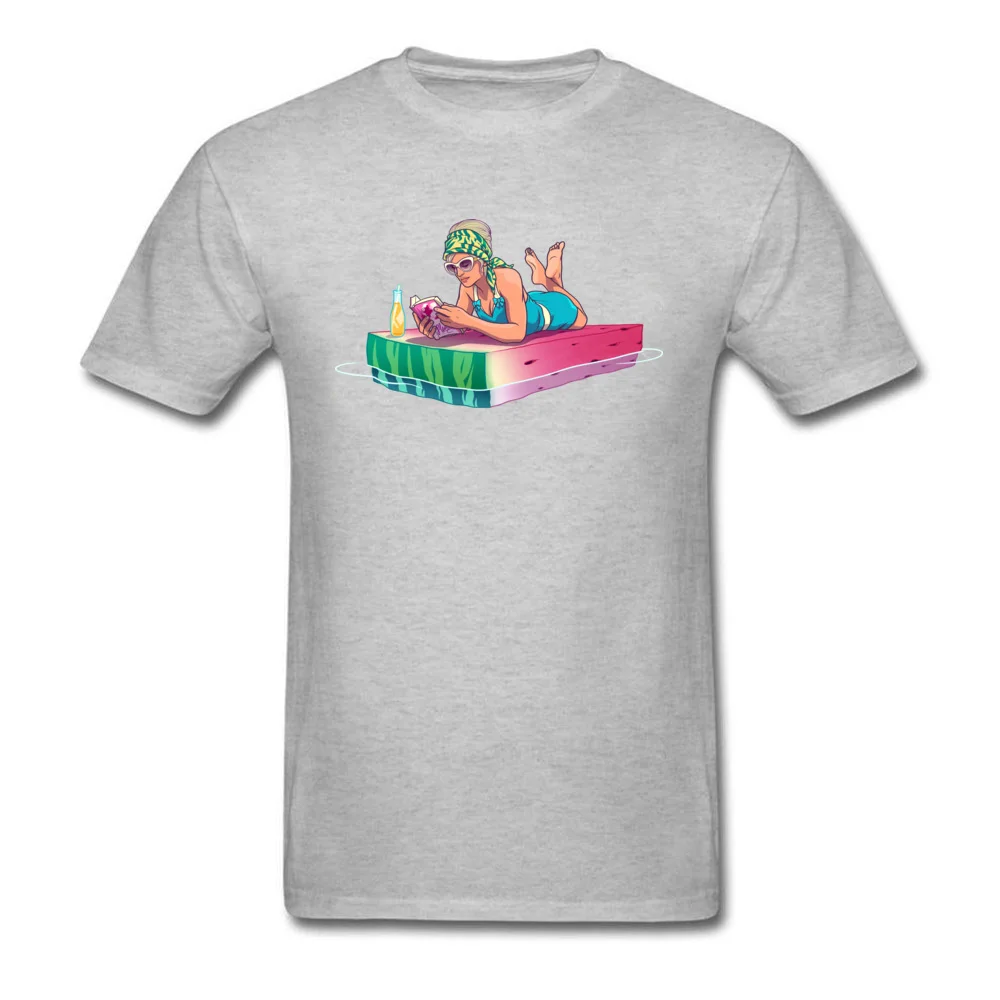 Watermelon T Shirt Family Short Sleeve Fitted Round Collar All Cotton Tops Shirts Unique Tshirts for Men NEW YEAR DAY Watermelon grey