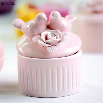 

1PC Creative European Ceramic Candy Box Dimensional Flowers Jewelry Box Wedding Decor Gift Box Favors Birthday Party Supplies