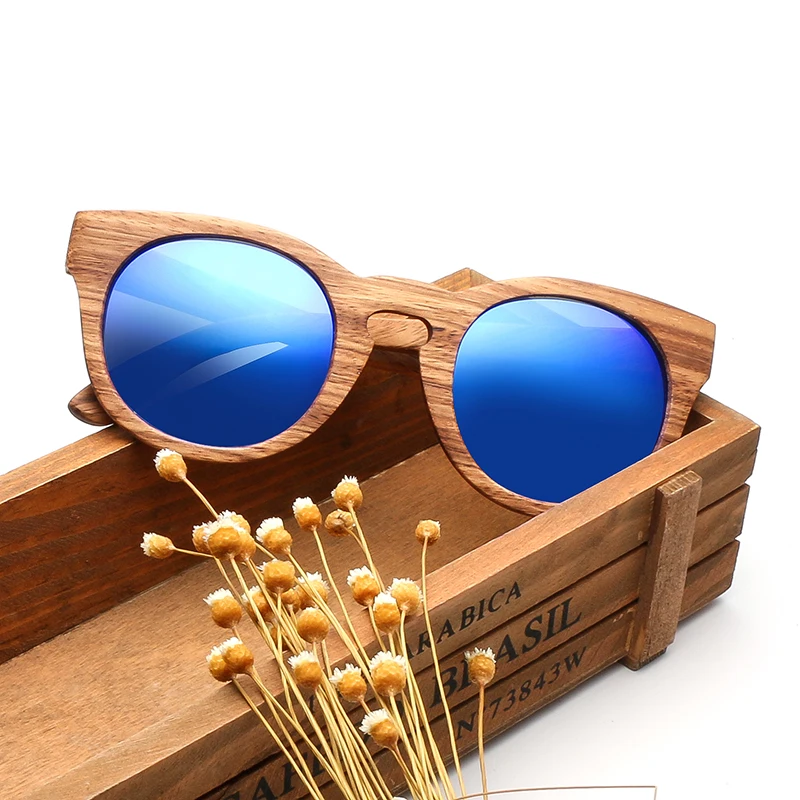 Ручной работы деревянные бамбуковые солнцезащитные очки Круглый Винтаж UV400 защитные очки