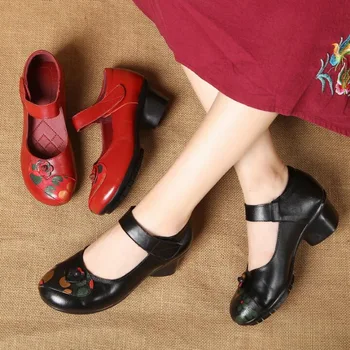 

Spring summer new single shoes Genuine Leather Casual Shoes pregnant women shoes mother Dance shoes