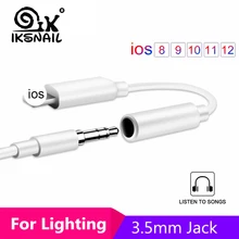 IKSNAIL 3,5 мм разъем аудио кабель адаптер для IPhone X XR XS Max 8 7 Plus 10 Наушники Aux сплиттер для наушников конвертер аксессуары