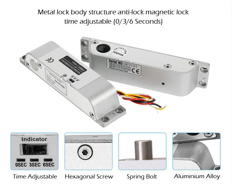 Electric Bolt Lock Magnetic Lock with Delay Lock Nc Mode for Access Control System Electric Bolt Lock Magnetic Lock with Delay Lock Nc Mode for Access Control System