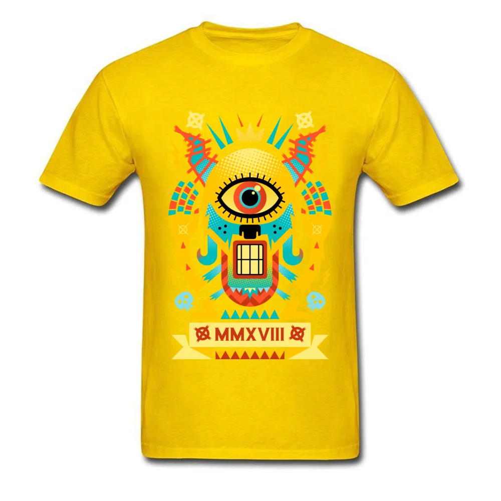 Pop Expressionist Monster 100% Cotton Fabric Tshirts for Men Short Sleeve Tees Family ostern Day Round Collar Tops & Tees Crazy Pop Expressionist Monster yellow