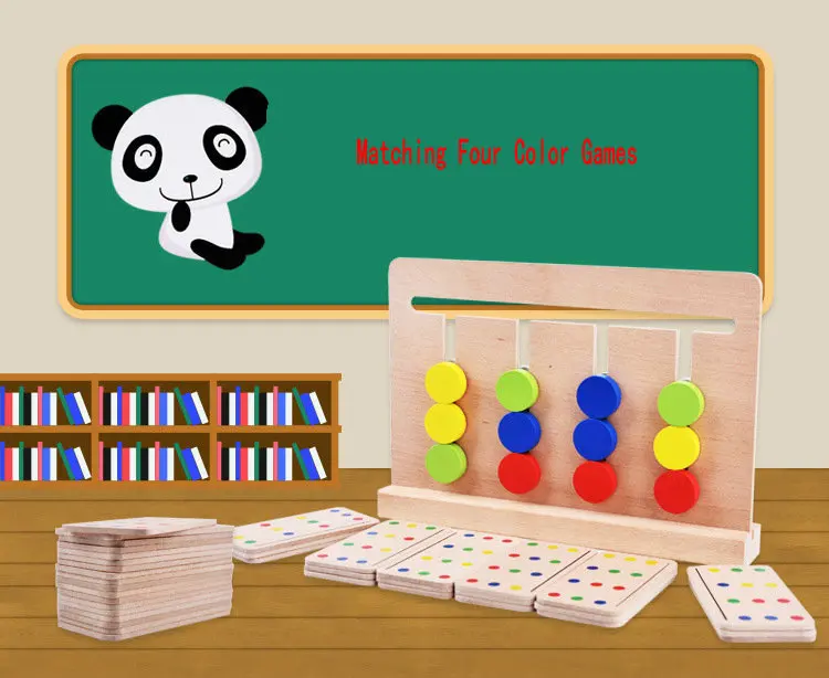 Деревянная игра Монтессори геометрические формы 4 сочетание цветов обучение мышление ориентирование образовательные игрушки обучающая игрушка для детей