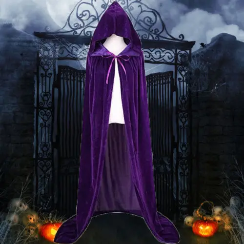 

Halloween Adult Kids High Quality Velvet Hooded Robe Wedding Party Funny Long Cloak Fashionable Fancy Dress Costume Cloak NEW