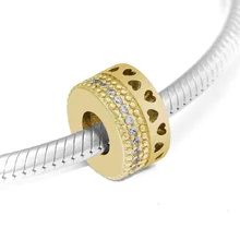 DIY Подходит для Pandora Charms браслеты сердца подписи Shine Beads 925 пробы-серебро-ювелирные изделия