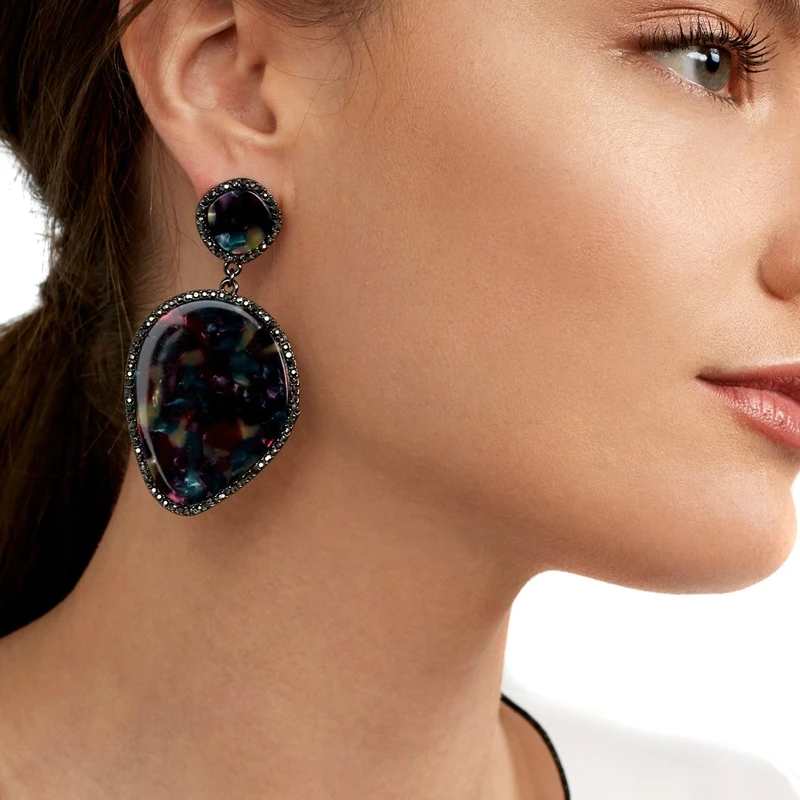

16 Color Bohemian Resin Long Za Earrings for Women Statement Water Drop Charm Crystal Dangle Earrings 2018 Wedding Party Jewelry
