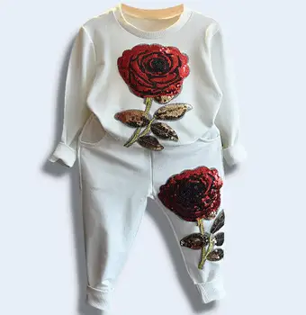 

Girls suit kids sets T-shirt+pants flower rose tops trousers girls set 0823 sylvia 39264286803