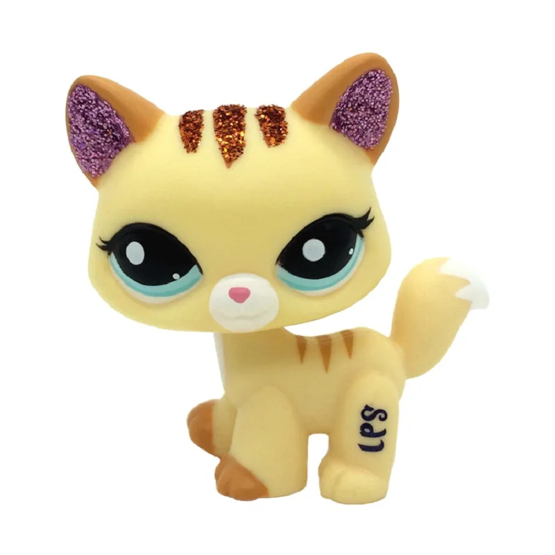 123 Lps настоящий редкий pet shop игрушки прекрасный Редкий черный Кот Голубые глаза белый розовый блеск котенок животные Детский подарок - Цвет: 123