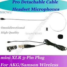 MICWL Microfone com fone de ouvido para Mini 3 Pin гарнитура микрофон для AKG Samson Gemini беспроводной