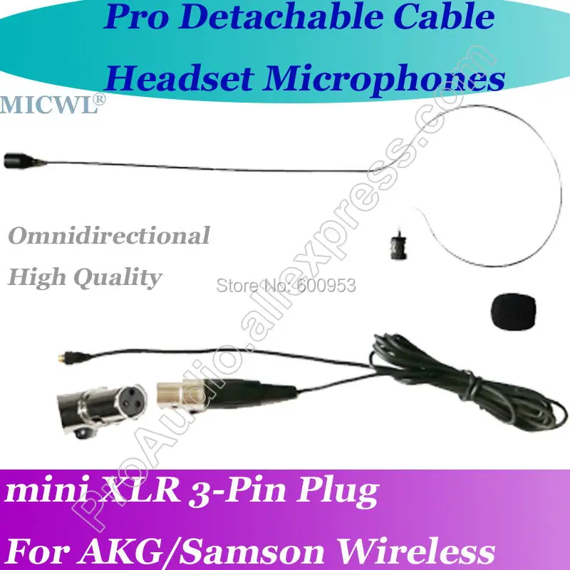 

MICWL Microfone com fone de ouvido para Mini 3Pin Headset Microphone for AKG Samson Gemini Wireless