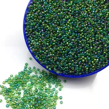 

16g 1000X 2mm 12/0 AB Green Color Round Transparent Loose Spacer Beads Cezch Glass Seed Beads Handmade Jewelry DIY Garment Bead