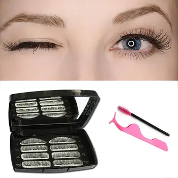 

8pcs Magnets False Eyelashes Naturally Realistic 3 Magnets 3D Magnetic Lashes False Eyelashes With Mirror Tweezers And Brush