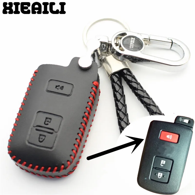 

XIEAILI Genuine Leather Car Styling 3Button Keyless Entry Smart Key Case Cover For Toyota Avalon/Camry/Highlander/RAV4 (B) M139