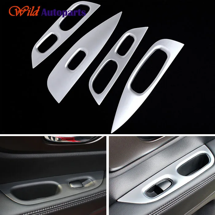 4pcs Matte Chrome Interior Door Armrest Window Swi...