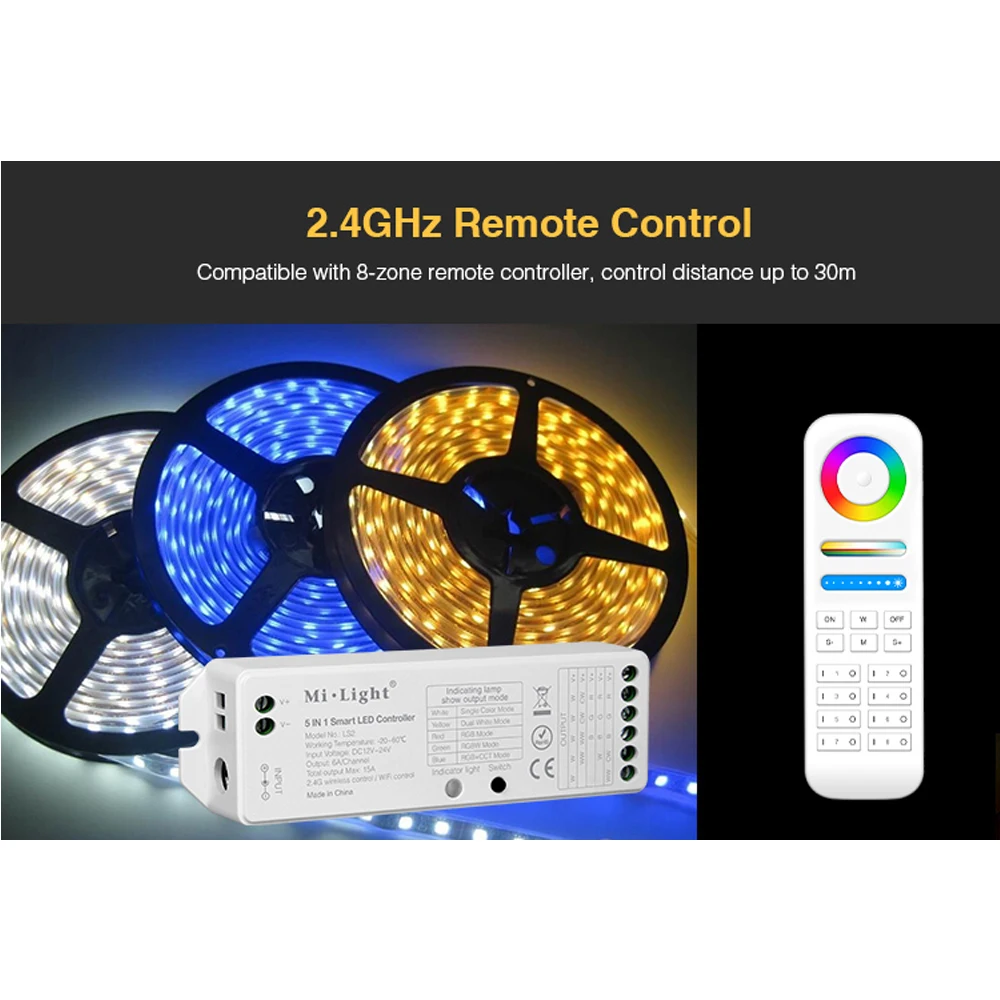 MiLight RGB CCT wifi 2,4G 8Zone RF Диммер FUT089 пульт дистанционного управления B8 Сенсорная панель настенный rgbw LS2 5в1 контроллер для светодиодной ленты