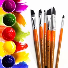 Оценочная 6 шт./компл. набор нейлоновых волосяных Краски ing кисти акриловые товары для рукоделия маслом художника акварель Краски щетка для школьников инструмент для рисования