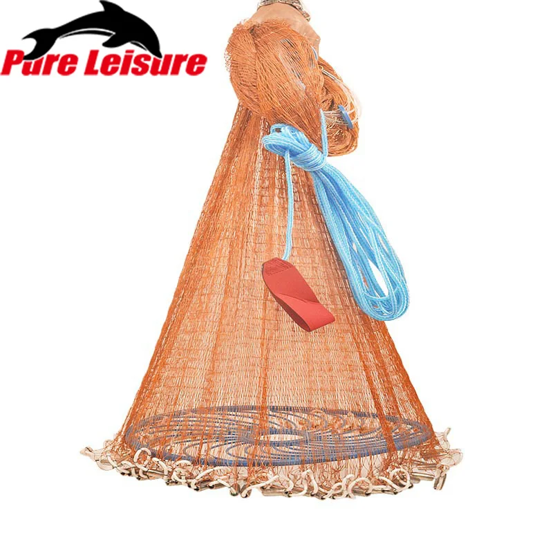 

PureLeisure New Hand Throw Cast Fishing Net with Flying Disc High Strength Fly Cast Fishing Network 300/360/420cm Throw Net
