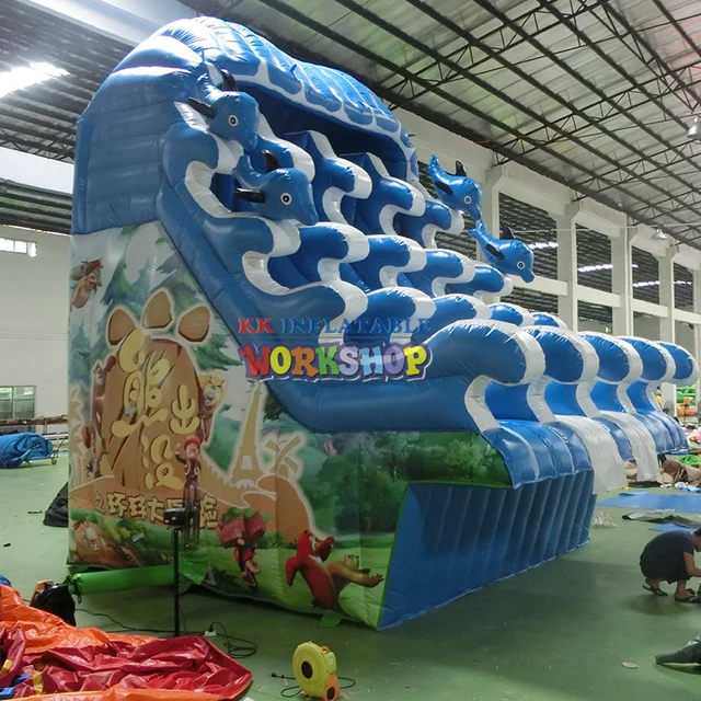 Inflatable shark Water Slide Frame pool or inflatable pool slide for Kids playing park Center 5