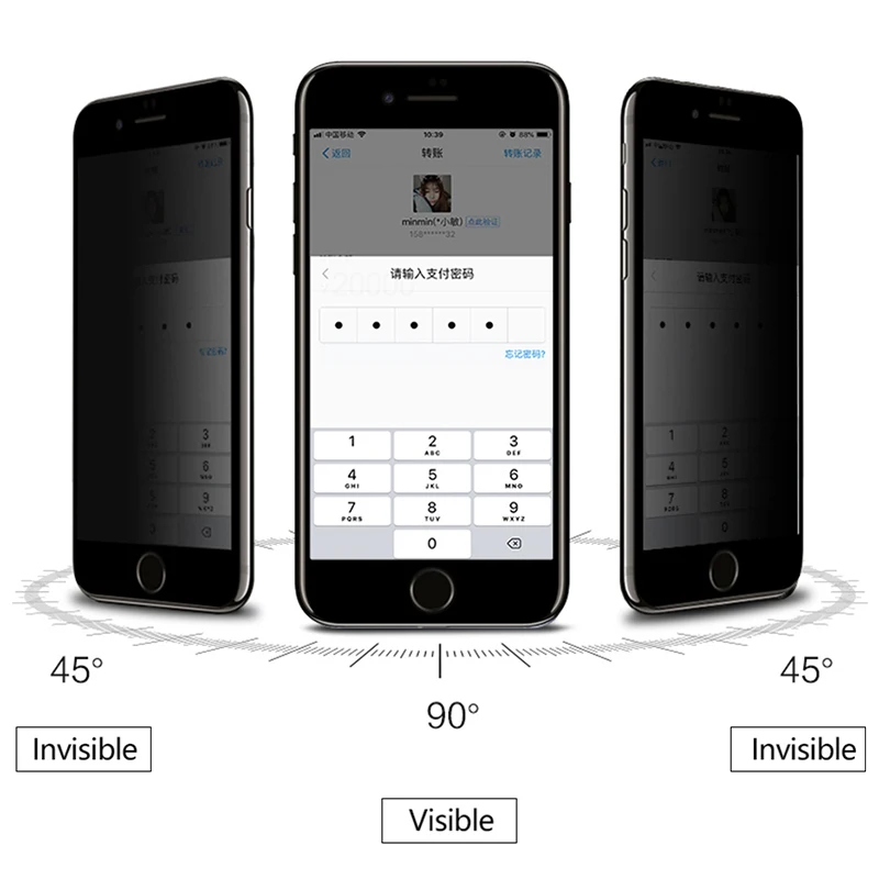 CHYI полное покрытие конфиденциальности Стекло для iPhone 6 7 8 plus протектор экрана 9H