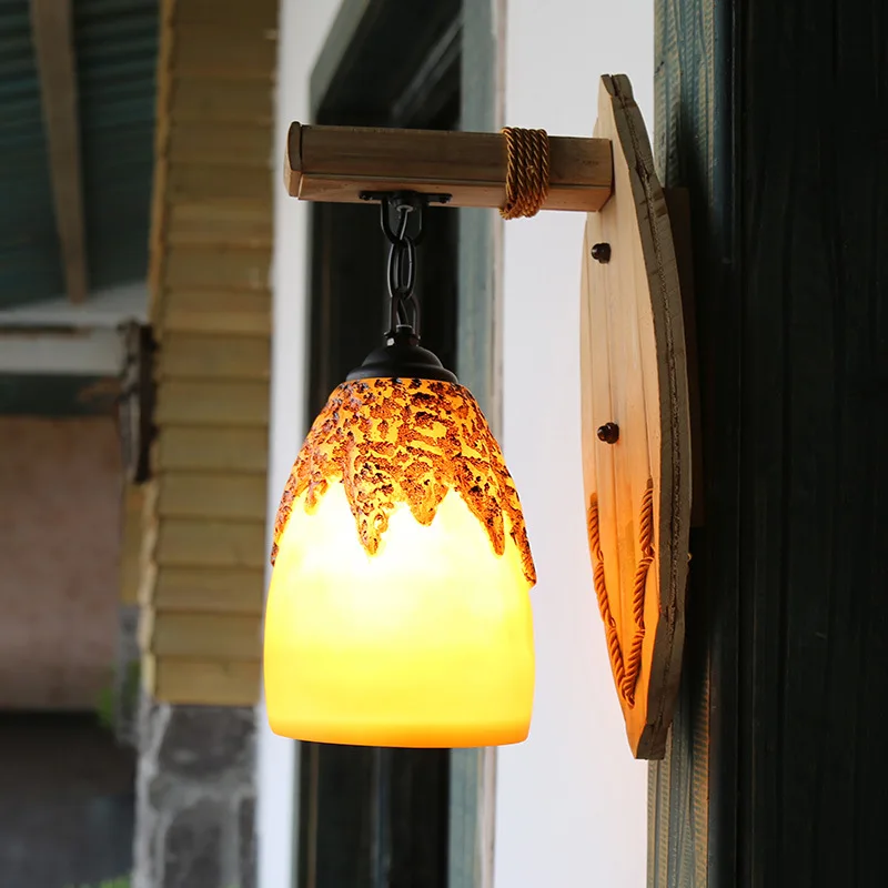 

TUDA 22X36cm Free Shipping Creative Resin Lampshade Wall Lamp Bamboo Crafts Wall Lamp Living Room Bar Cafe Decoration Wall Lamp