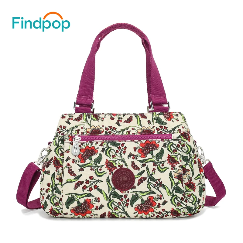 Findpop сумки с цветочным принтом Женская водонепроницаемая нейлоновая сумка через