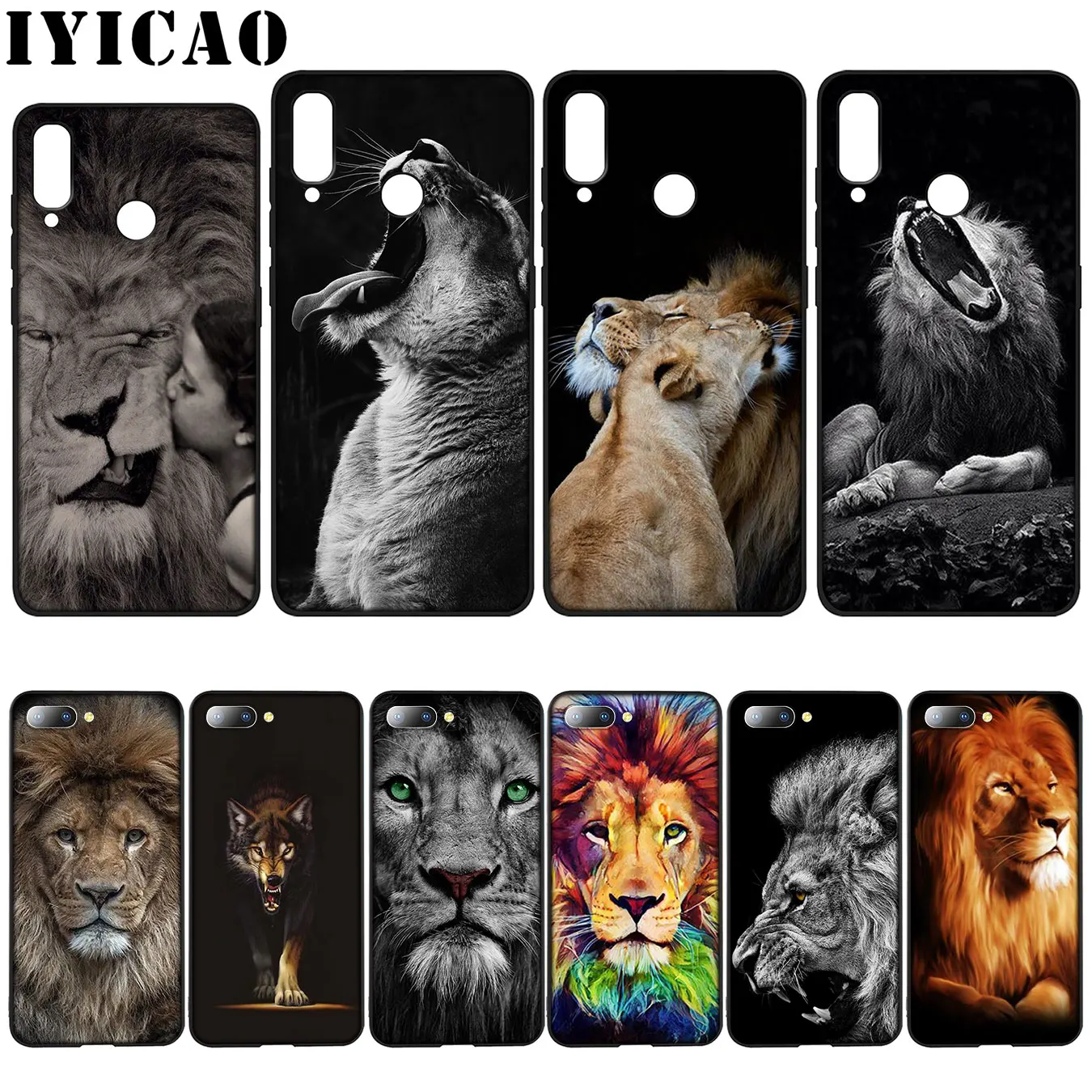 IYICAO Animal king tiger and lion Silicone Soft Case for Huawei Y7 Y6 Prime Y9 2018 Honor 8C 8X 8 9 10 Lite 6A 7C 7X 7A Pro |