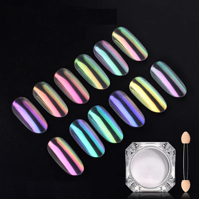 

1Box Neon Unicorn Glitter Magic Nail Mirror Powder Holographic Nail Decoration Chameleon Aurora Chrome Powder Pigment