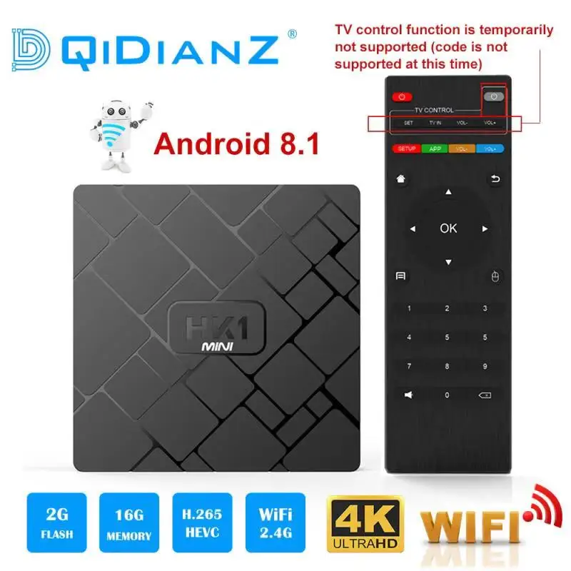 

NEW,HK1 mini Smart TV BOX Android 8.1/Android 9.0 2GB+16GB RK3229 Quad-Core WIFI 2.4G 4K 3D HK1mini Google Netflix Set-Top Box