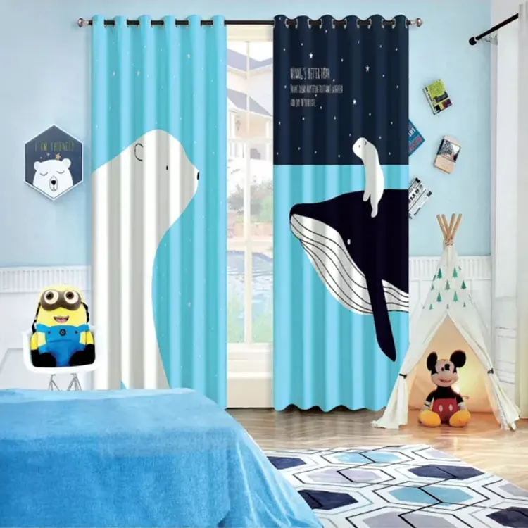 

Window Polar bear 3D Curtain Living Room Modern Home Goods Window Treatments Polyester Printed 3d Curtains For Bedroom