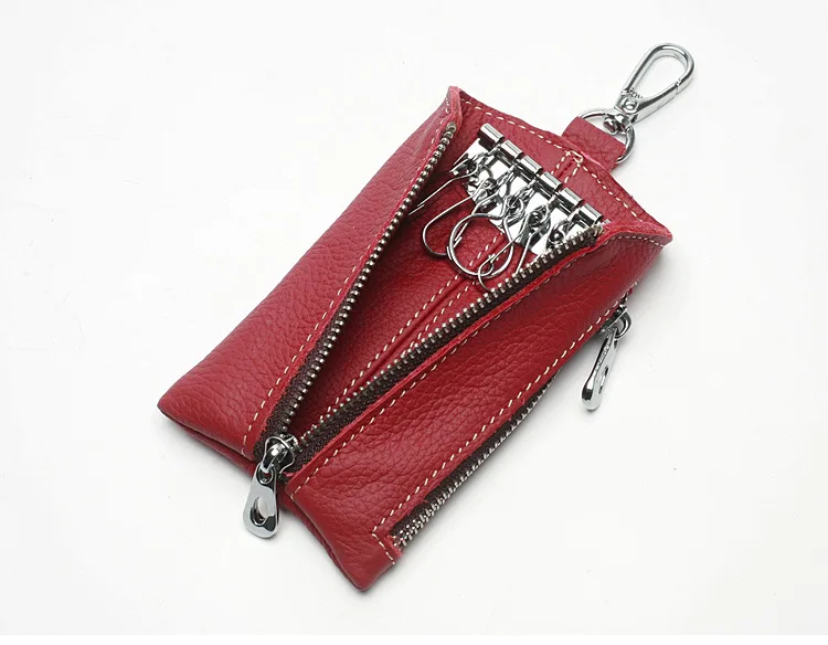 

Uniego Genuine Leather Unisex Car Key Holder Multifunction Key Wallet Double Zipper Key Organizer Key Pouch Housekeeper HB163