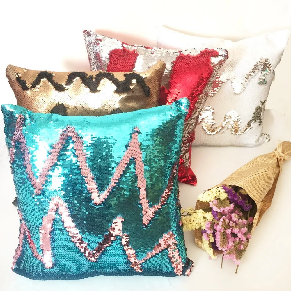 Чехол на подушку русалки Двусторонняя Подушка cojines kussenhoes almofada decorativa с блестками