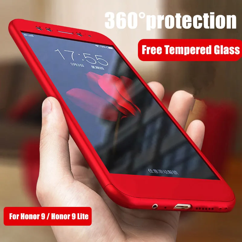 

Phone Cases For Huawei Honor 9 Lite Case 360 Degree Full Protection Hard PC Case On Honor9 Lite / 9lite Cover + Glass Film