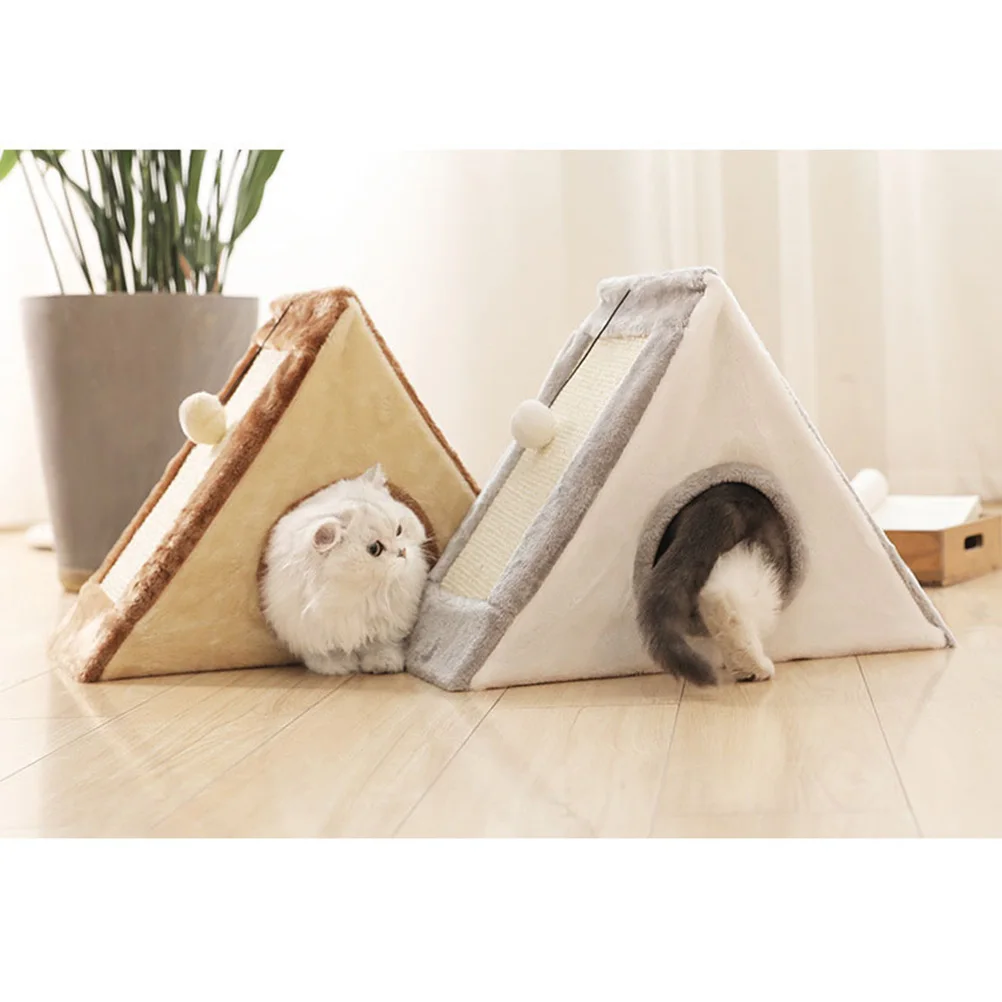 

Cat Cave Pet Supplies Durable Cosy Soft Practical Creative Cat Cave Triangle Kitten Bed Bed Cat Supplies Scratching Post