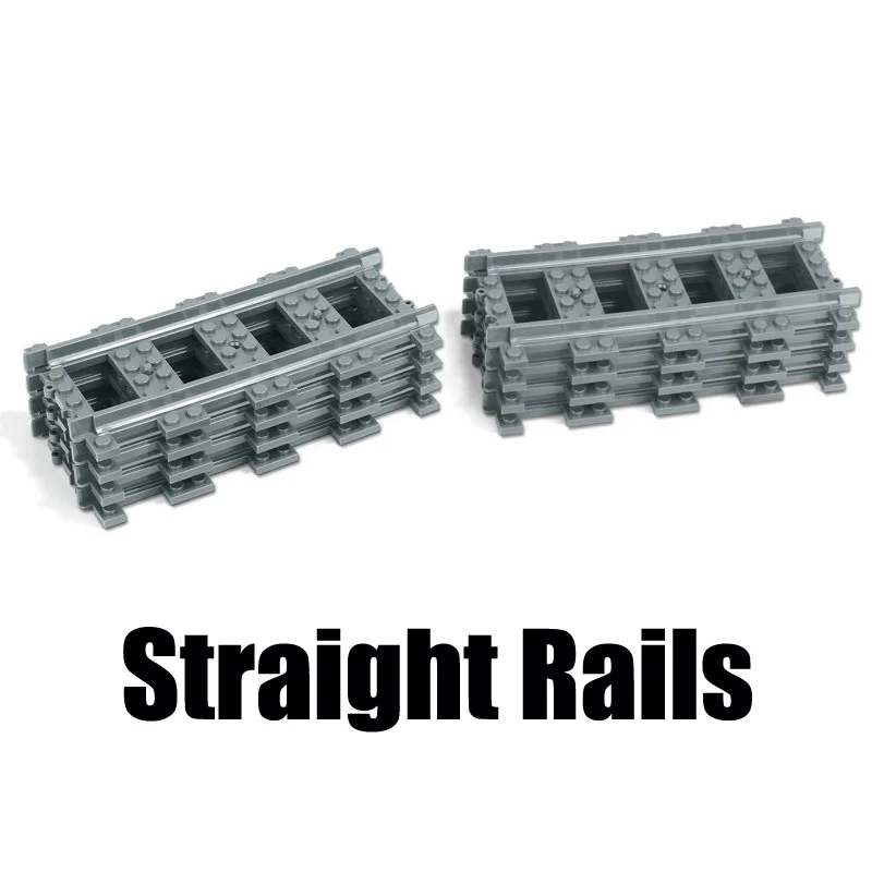 

100Pcs/Lot City Trains Train Track Rail Straight Rails Model Building Blocks Enlighten Figure Toys For Children Compatible Legoe