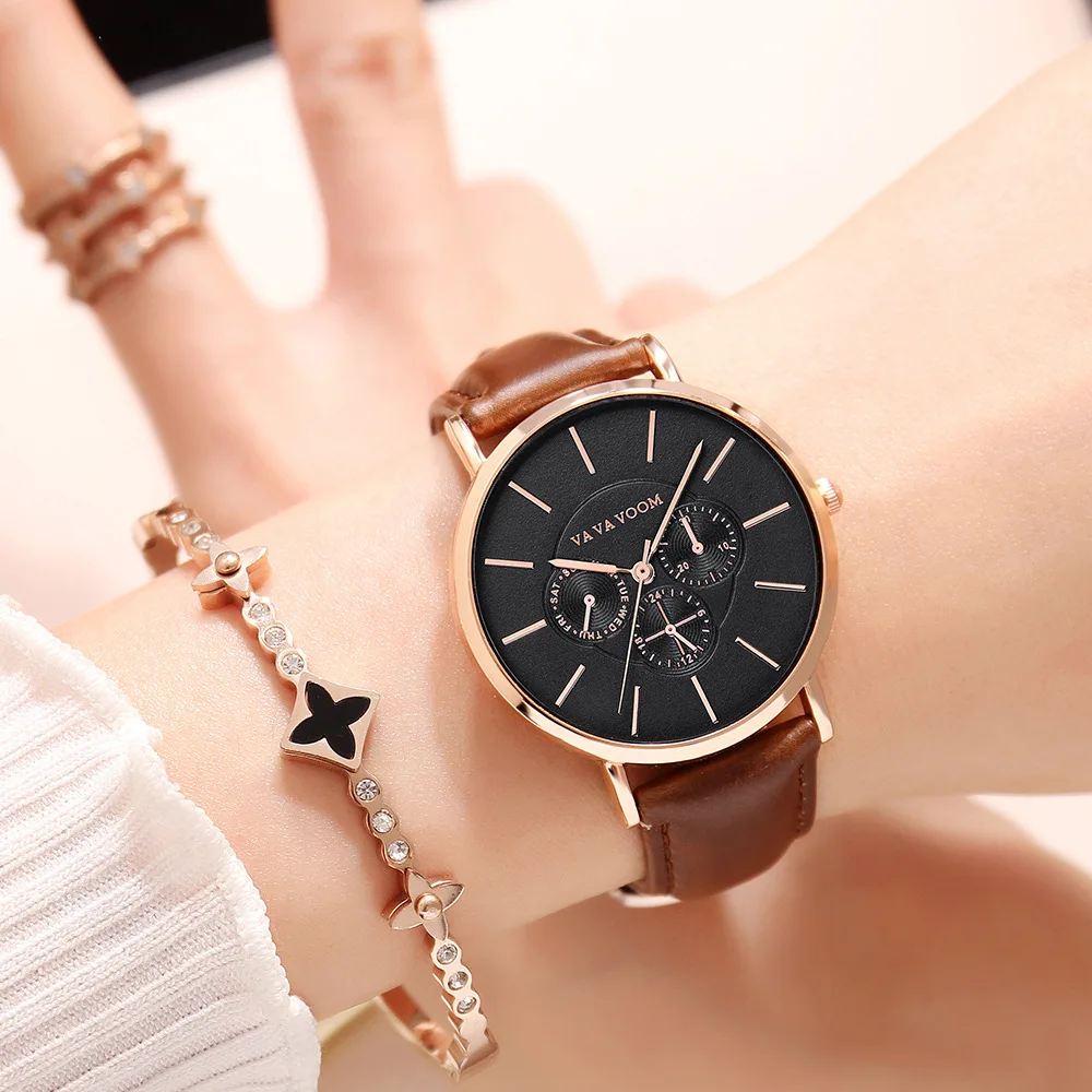 

Fashion Women Watch VA VA VOOM Top Brand Female Clock Leather Strap Luxury Wrist Watch Women Watches Clock Relogio feminino